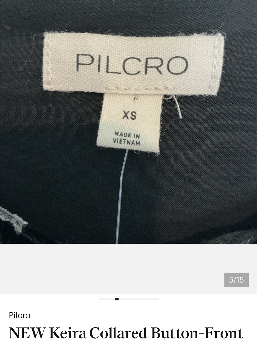 Keira cotton button front blouse by Pilcro. Long sleeve velvet edition NWT. XS - Picture 6 of 7